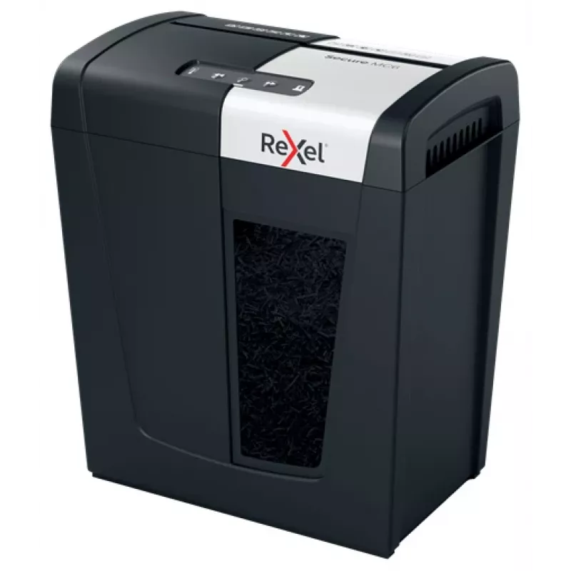 Rexel Secure MC6 Whisper-Shred mikrogriešanas papīra smalcinātājs P5, mikrogriešanas smalcināšana, 2 x 15 mm, 18 l, 175 loksnes, 55 dB, pogas
