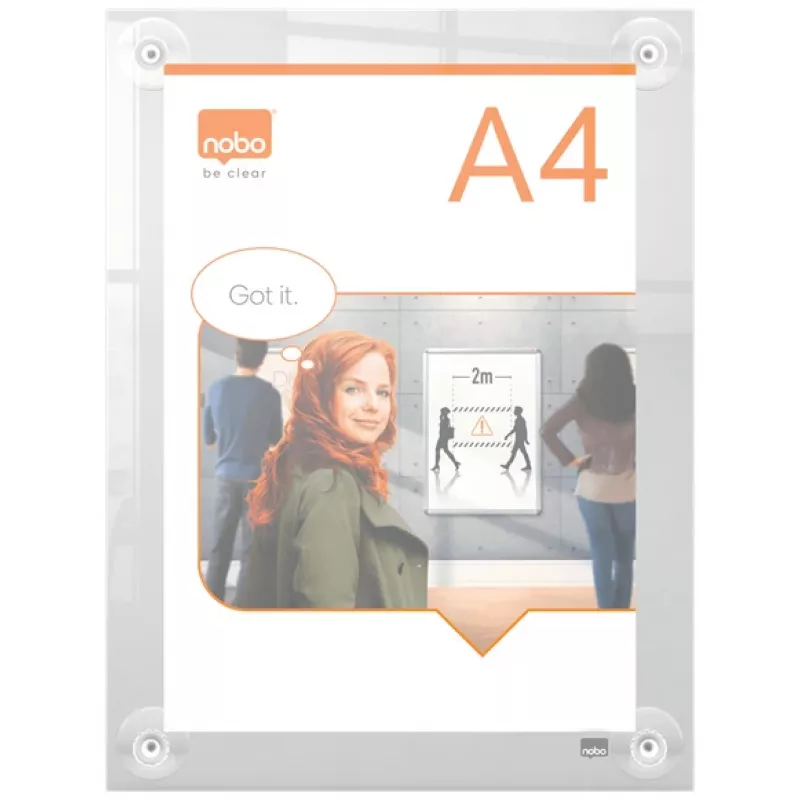Nobo Premium Plus A4 caurspīdīgs akrila pie sienas stiprināms pārvietojams plakātu rāmis