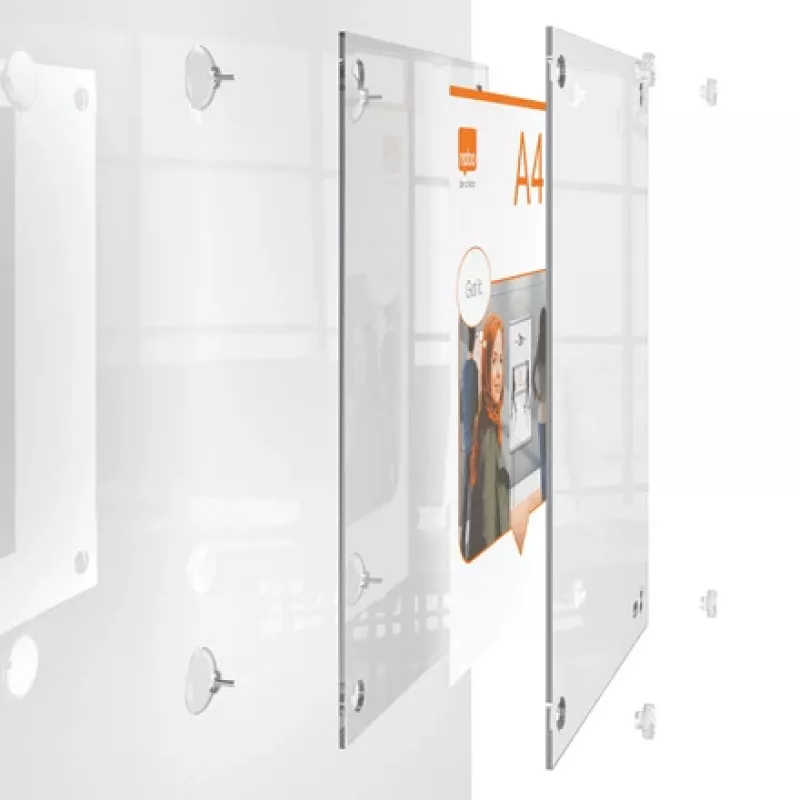 Nobo Premium Plus A4 caurspīdīgs akrila pie sienas stiprināms pārvietojams plakātu rāmis