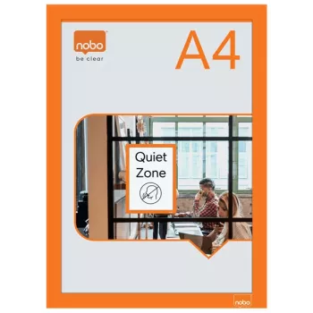 Nobo pašlīmējošs magnētisks plakātu rāmis A4, oranžs, A4, oranžs, portrets/ainava, 235 mm, 5 mm, 325 mm
