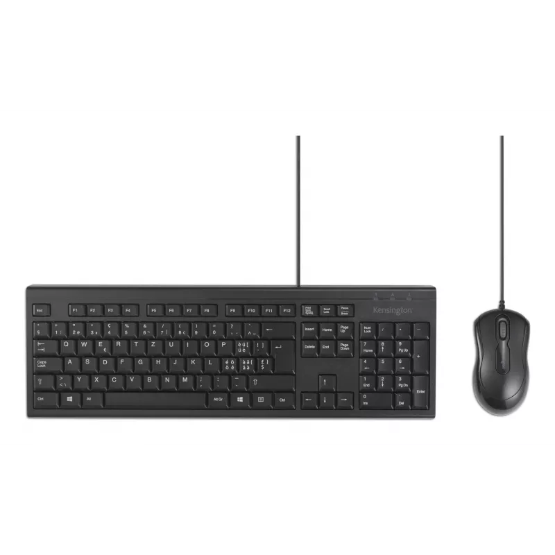 Kensington K75452CH, vadu, USB, membrānas, QWERTZ, melns, pele iekļauta