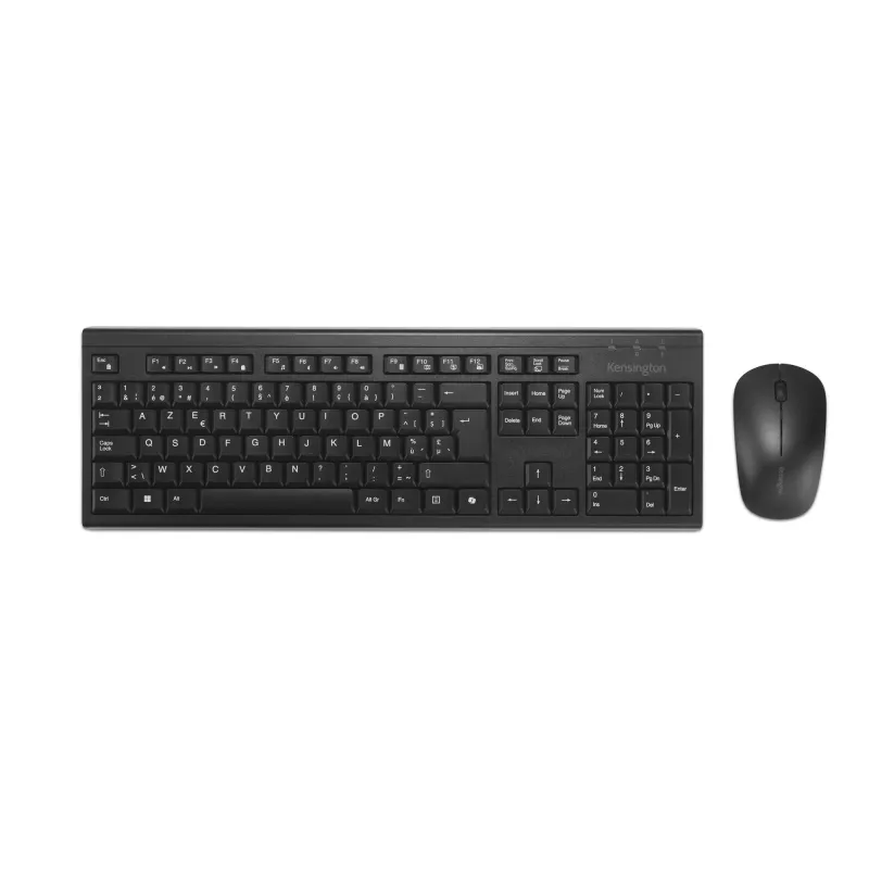 Kensington K75560BE, bezvadu, RF Bezvadu + Bluetooth, membrānas, AZERTY, melns, pele iekļauta