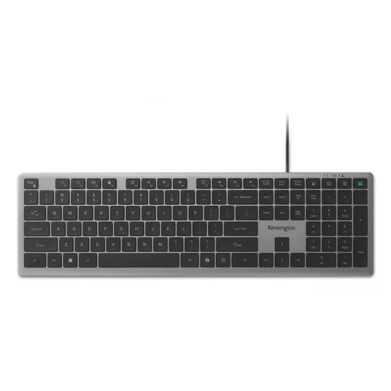 Kensington KB515 EQ USB-C/USB-A vadu tastatūra, pilna izmēra (100%), vadu, USB, šķērveida taustiņu slēdzis, QWERTY, pelēka