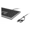 Kensington KB515 EQ USB-C/USB-A vadu tastatūra, pilna izmēra (100%), vadu, USB, šķērveida taustiņu slēdzis, QWERTY, pelēka