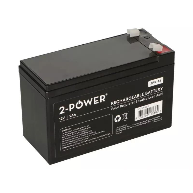 2-Power 2P9-12 UPS akumulators, noslēgts svina-skābes (VRLA), 12 V, 9 Ah
