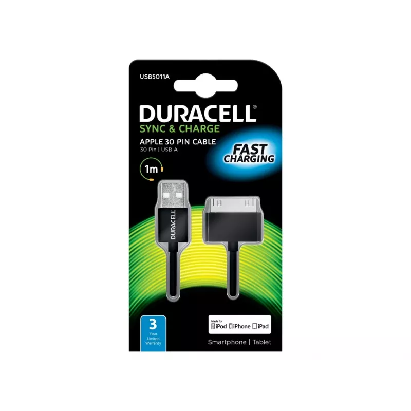 Duracell Sync/Charge kabelis 1 Metre Melns, 1 m, Melns