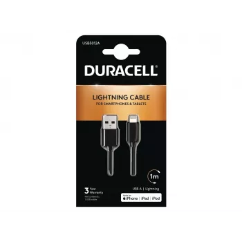 Duracell sinhronizācijas/uzlādes kabelis, 1 metrs, melns