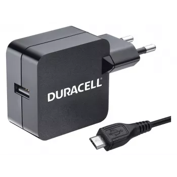 Duracell 2.4A tālruņa/planšetdatora sienas lādētājs, iekštelpām, maiņstrāva, 5 V, 2.4 A, melns