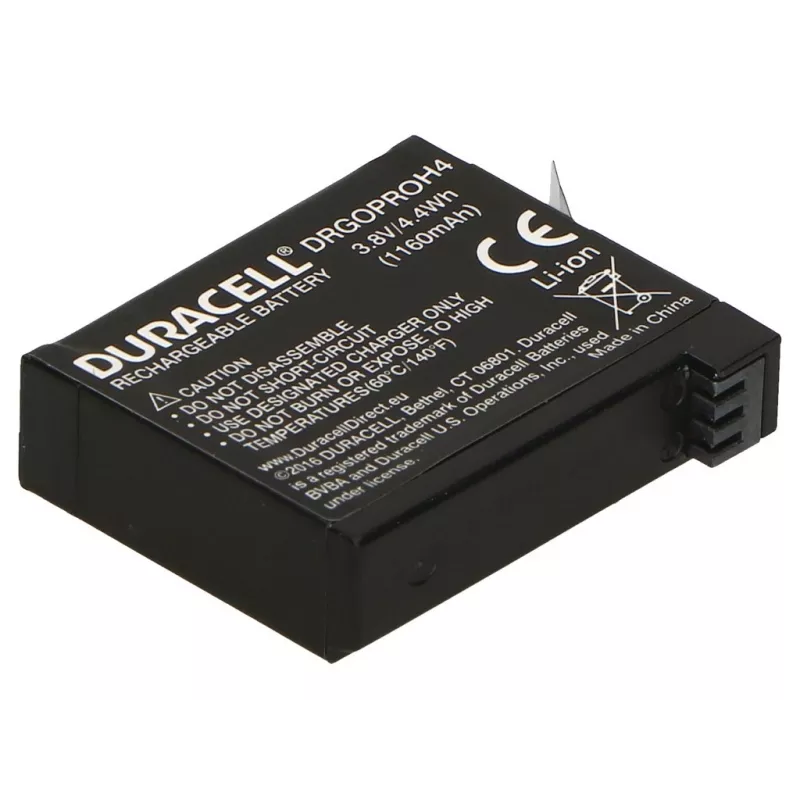 Duracell kameras akumulators – aizstāj GoPro Hero 4 akumulatoru, GoPro, 1160 mAh, 3,8 V, litija jonu (Li-Ion)