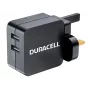 Duracell 2x2.4A USB tālruņa/planšetdatora lādētājs, iekštelpu, maiņstrāva, 5 V, melns
