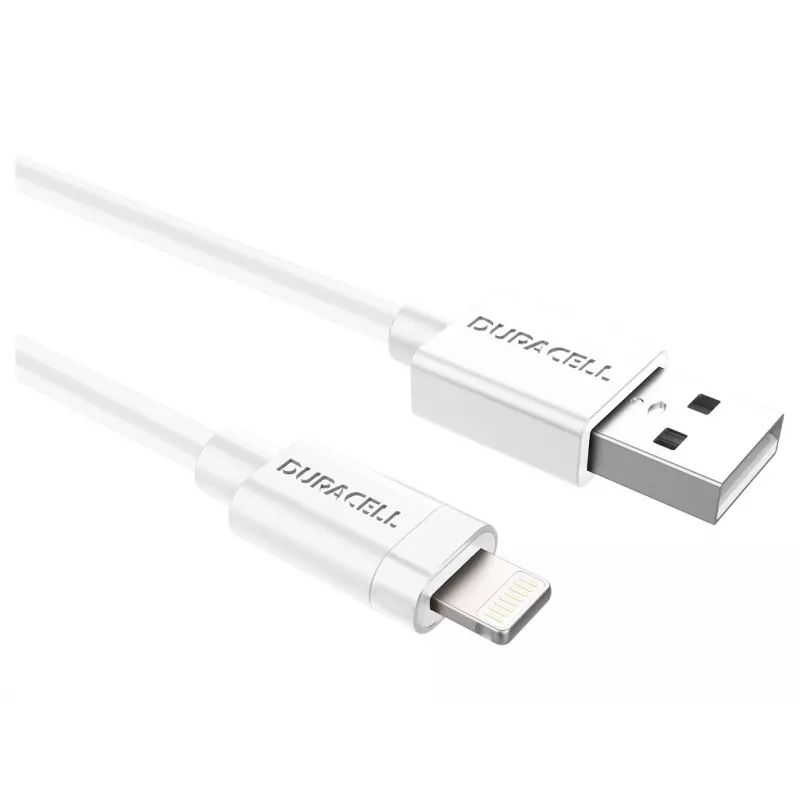 Duracell Sync/Charge kabelis 1 Metre White, 1 m, USB A, Lightning, 2.0, balta