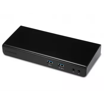 2-Power USB 3.0 Dual Display dokstacija, Dokošana, 3,5 mm, USB A tipa, USB B tipa, 10,100,1000 Mbit/s, Melna, 5 Gbit/s