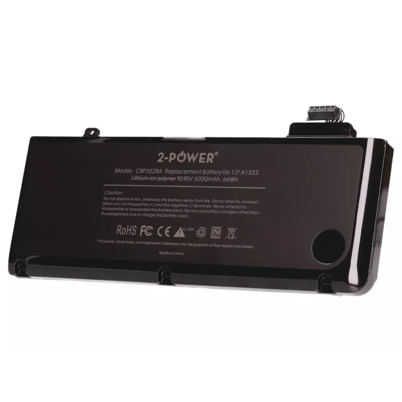 2-Power 10.95V 6000mAh Li-Polymer akumulators portatīvajam datoram, Apple MacBook Pro 13 collu A1278, 2009. gada vidus (EMC2326)