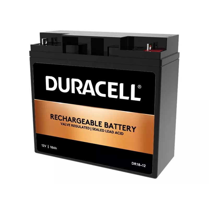 Duracell 12V 18Ah VRLA akumulators, Hermētisks svina-skābes (VRLA), 12 V, 18 Ah, 18000 mAh, 216 Wh, melns