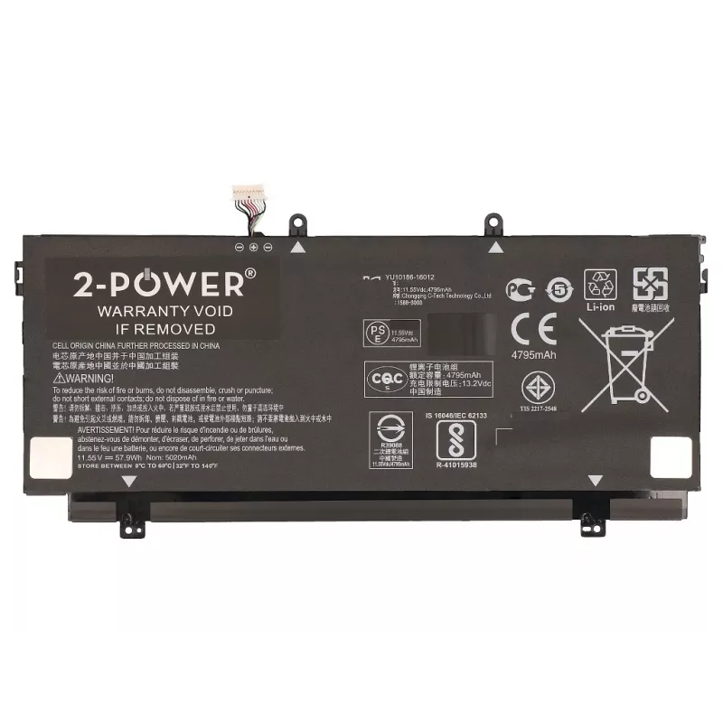 2-Power 11,55V 5020mAh Li-Polimēru klēpjdatora akumulators, akumulators, HP Spectre x360 13-ac000