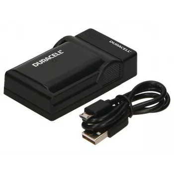 Duracell digitālās kameras akumulatora lādētājs, USB, iekštelpu akumulatora lādētājs, Panasonic DMW-BLF19, melns, 5 V, 5 V