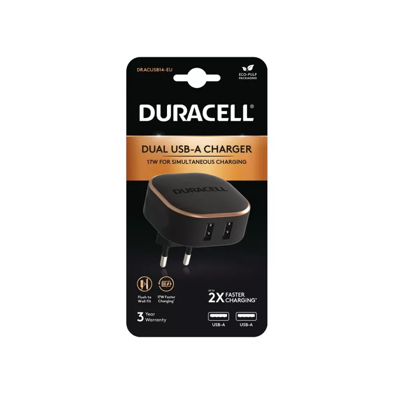 Duracell DRACUSB14-EU mobilās ierīces lādētājs, melns