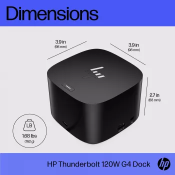 HP Thunderbolt Dock 120W G4, vadu, Thunderbolt 4, melna, Kensington, Ķīna, Taizeme, Taivāna, Bizness