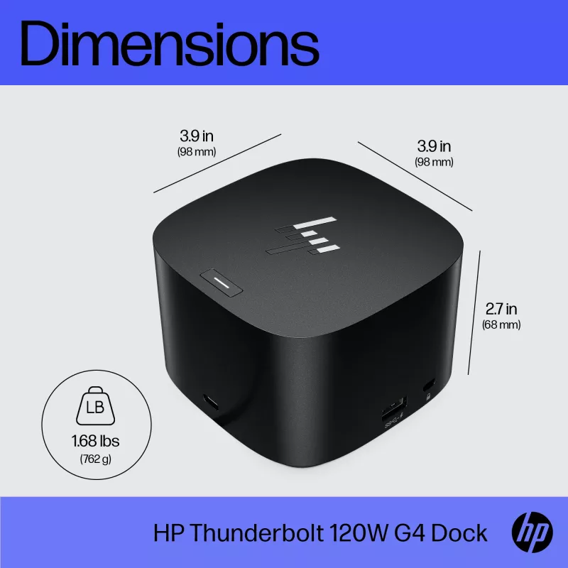 HP Thunderbolt Dock 120W G4, vadu, Thunderbolt 4, melna, Kensington, Ķīna, Taizeme, Taivāna, Bizness