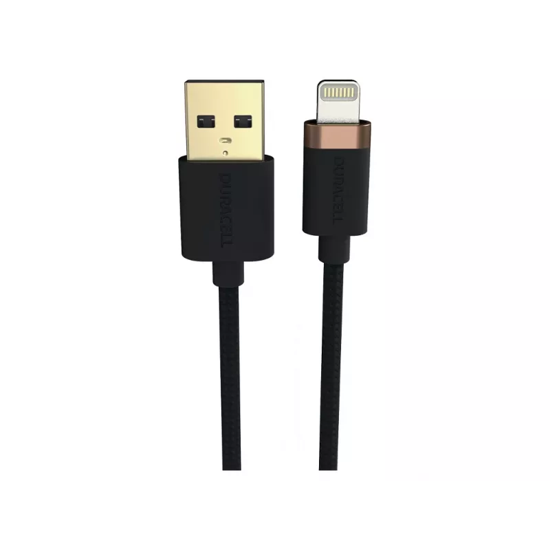 Duracell USB8012A lightning kabelis, melns