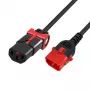 ACT Powercord C13 IEC Lock+ - C14 IEC Lock Dual Locking melns 0,5 m, PC3600