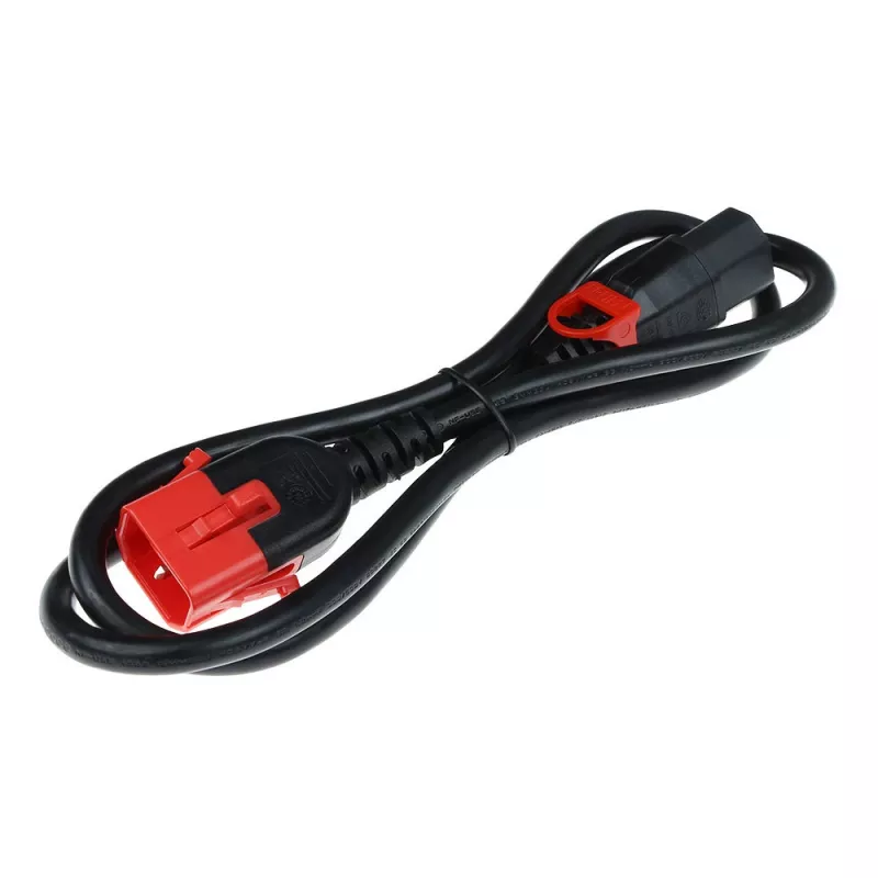 ACT Powercord C13 IEC Lock+ - C14 IEC Lock Dual Locking melns 0,5 m, PC3600