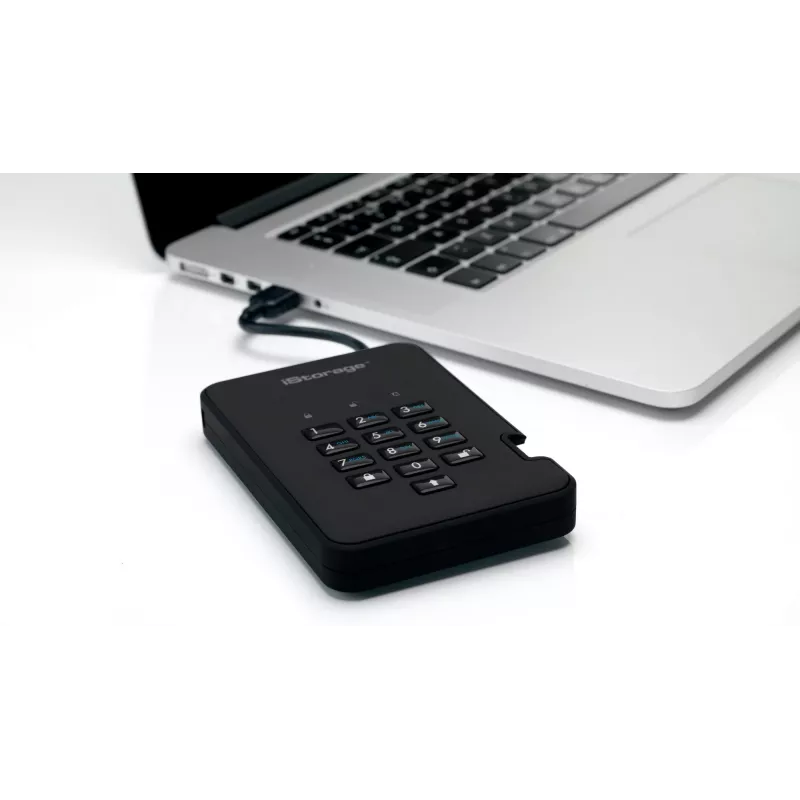 iStorage diskAshur² HDD 4TB Melns | Drošs pārnēsājams cietais disks | AES-XTS 256 bitu aparatūras šifrēšana | Ar PIN aizsargāts | Neatkarīgs no OS un platformas | Atbilst TAA | Aizsardzība pret brutālā spēka uzbrukumiem | Putekļu/ūdens izturīgs