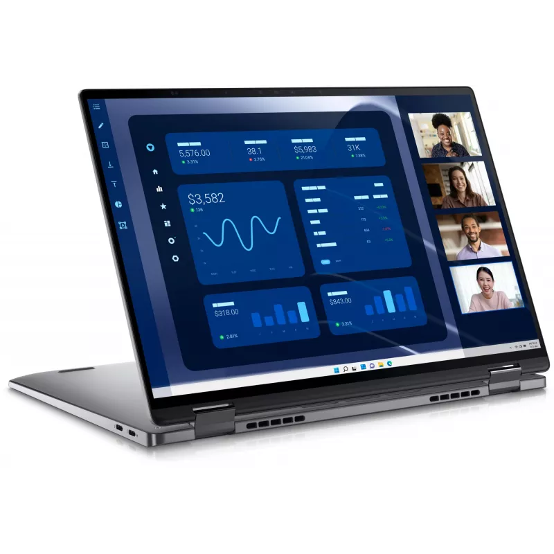 DELL Latitude 9450 2-in-1 Intel Core Ultra 7 165U Hybrid (2-in-1) 35.6 cm (14 inch) Touchscreen Quad HD+ 16 GB LPDDR5x-SDRAM 512 GB SSD Wi-Fi 7 (802.11be) Windows 11 Pro Belgian pelēka