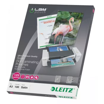 Leitz iLAM matētas A3 laminēšanas kabatiņas, 125 mikroni, iepakojumā 100 gab.