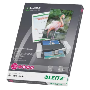 Leitz iLAM matēta A4 laminēšanas plēve, 125 mikroni, Iepakojumā 100 gab.