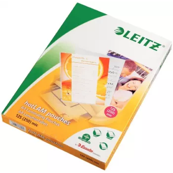 Leitz iLAM Premium spīdīgās A4 laminēšanas plēves, 125 mikroni, iepakojumā 100 gab.