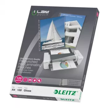 Leitz iLAM perforētas A4 laminēšanas plēves, 125 mikroni, iepakojumā 100 gab.