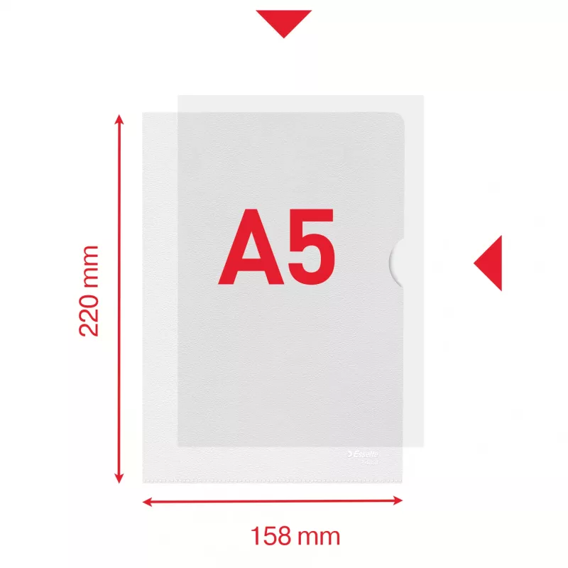 Esselte Premium A5 mape, Projekta mape, A5, Polipropilēns (PP), Caurspīdīga, Portreta orientācija, 40 loksnes