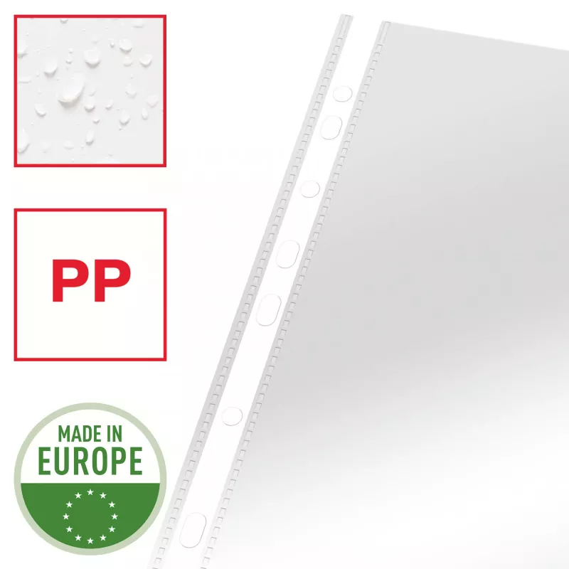 Esselte Pocket Heavy Duty 105my A4, 210 x 297 mm (A4), Caurspīdīga, Polipropilēns (PP), Augšā, 0.105 mm, 230 mm