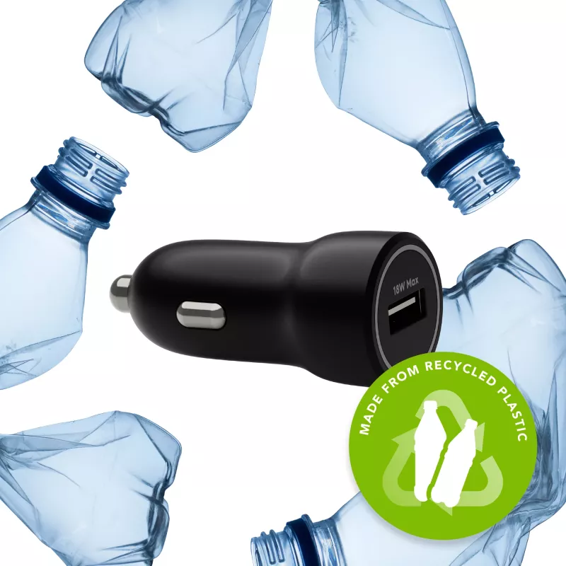 Auto lādētājs d bramante re-charge USB-A 18W — 12–24V, 1× USB-A, melns