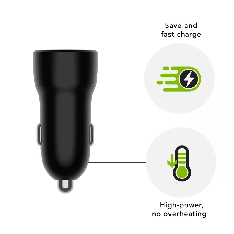Auto lādētājs d bramante re-charge USB-A 18W — 12–24V, 1× USB-A, melns