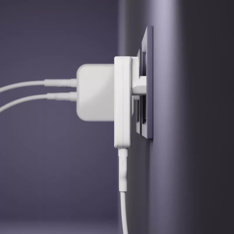 d bramante dbramante1928 Pro EU/US plāns lādētājs — USB-C 20 W + USB-A 18 W, balts, iekštelpu maiņstrāva