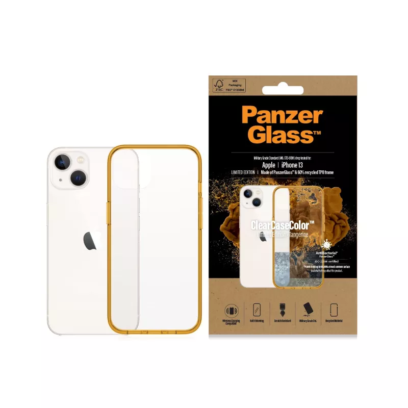 PanzerGlass ® ClearCaseColor™ iPhone 13 - Tangerine. Apvalka veids: Vāciņš, Zīmola saderība: Apple, Saderība: Apple - iPhone 13, Produkta krāsa: Oranža