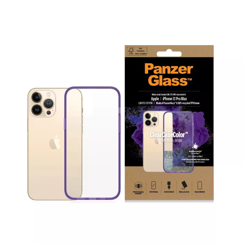 Vāciņš PanzerGlass ClearCaseColor iPhone 13 Pro Max Vīnoga