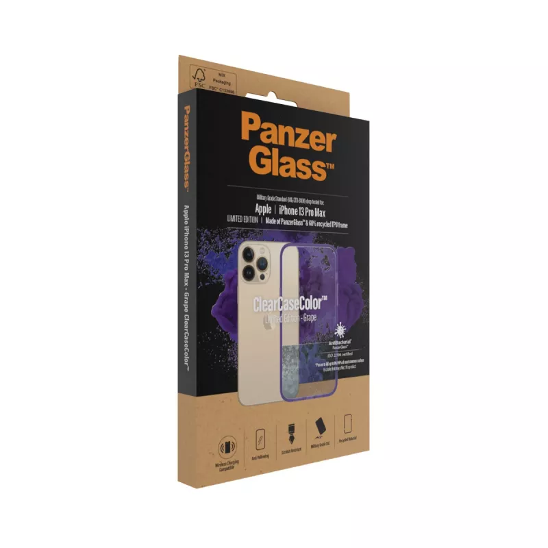 Vāciņš PanzerGlass ClearCaseColor iPhone 13 Pro Max Vīnoga