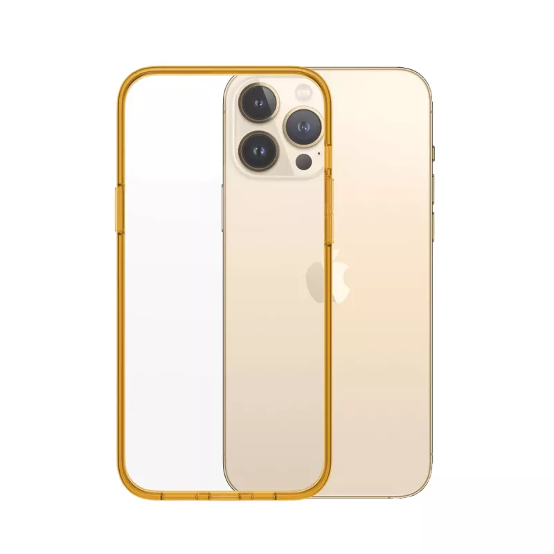 Aizsargapvalks ClearCaseColor PanzerGlass iPhone 13 Pro Max 6.7 collām — PET un rūdītais stikls, oranžs