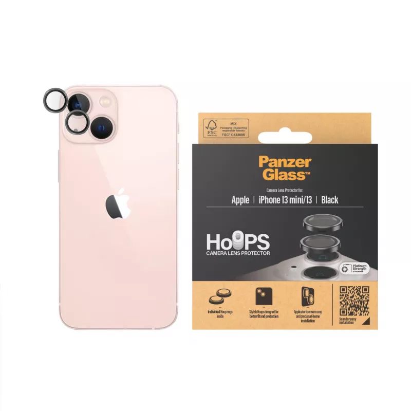 PanzerGlass Hoops kameras lēcas aizsargs iPhone 13 mini 13 Melns Izturīgs pret skrāpējumiem