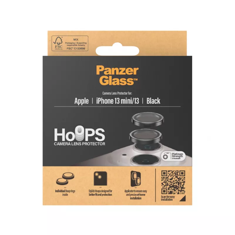 PanzerGlass Hoops kameras lēcas aizsargs iPhone 13 mini 13 Melns Izturīgs pret skrāpējumiem