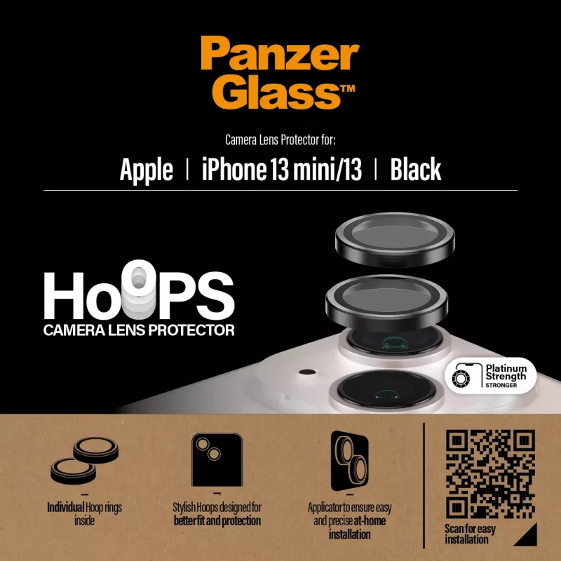 PanzerGlass Hoops kameras lēcas aizsargs iPhone 13 mini 13 Melns Izturīgs pret skrāpējumiem