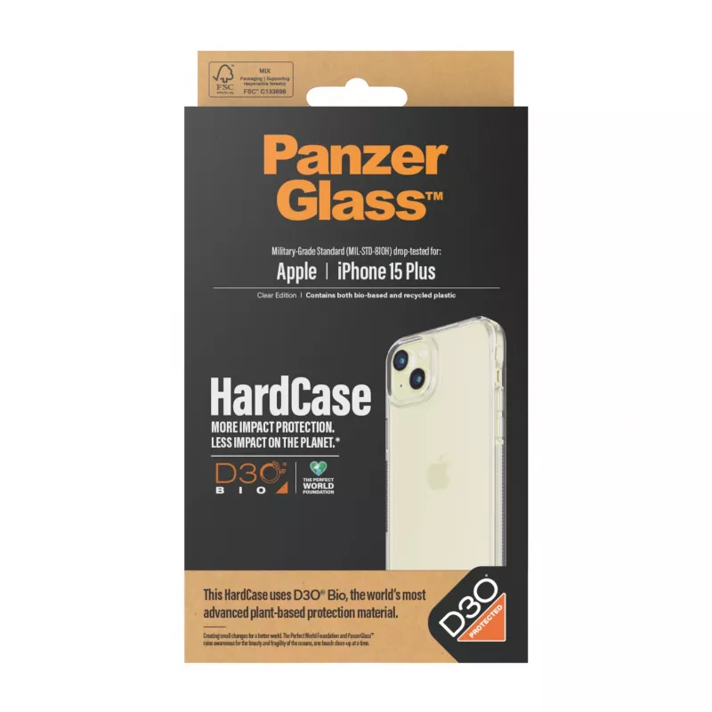 PanzerGlass ® HardCase Transparent w. D3O® iPhone 15 Plus, vāciņš, Apple, Apple - iPhone 15 Plus, caurspīdīgs