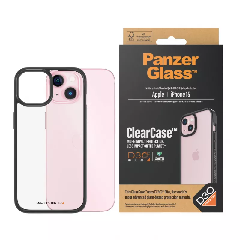vāciņš PanzerGlass ClearCase iPhone 15 D3O Transparent