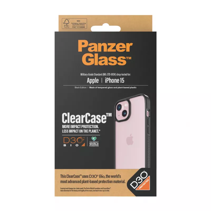 vāciņš PanzerGlass ClearCase iPhone 15 D3O Transparent