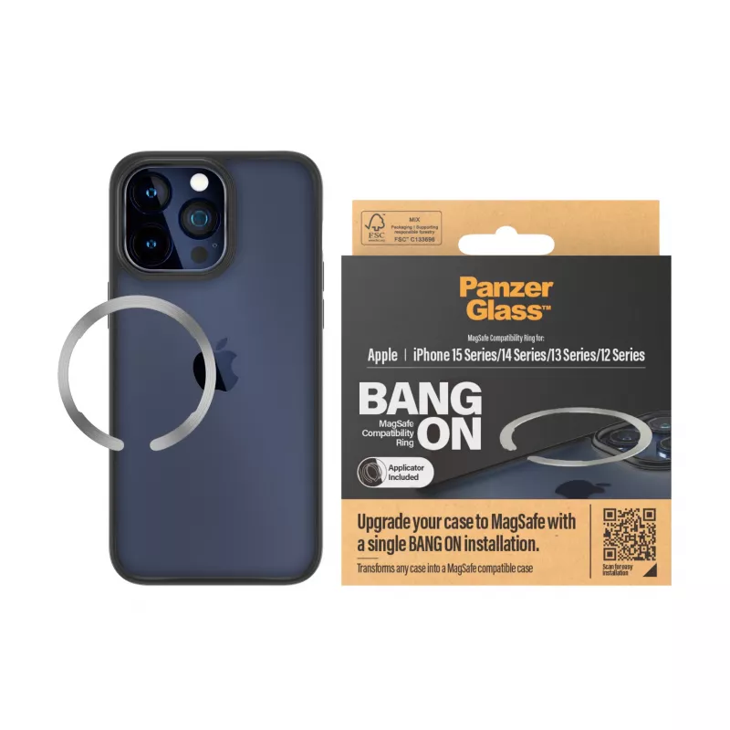vāciņš PanzerGlass Bang On MagSafe Compatibility Ring for iPhone 12 13 14 15 Transparent