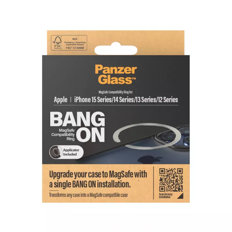 vāciņš PanzerGlass Bang On MagSafe Compatibility Ring for iPhone 12 13 14 15 Transparent