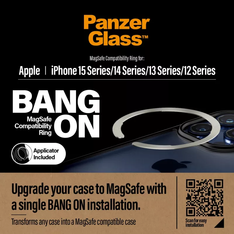 vāciņš PanzerGlass Bang On MagSafe Compatibility Ring for iPhone 12 13 14 15 Transparent